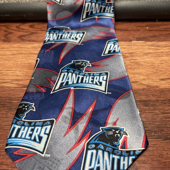 NFL Team   Neckwear Other - NFL Carolina Panthers Football Men's Logo Design Pattern Silk Neck Tie USA Made